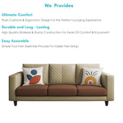Mikasa 3 Seater Sofa Set for Living Room (Cream Brown Colour Fabric) Premium Fabric Sofa