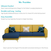 Falco LHS 4 Seater L Shape Sofa Set for Living Room (Blue Yellow Fabric) Premium Fabric Sofa