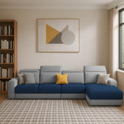 Orion RHS 6 Seater L Shape Sofa Set for Living Room (Blue Grey Colour) Premium Fabric Sofa