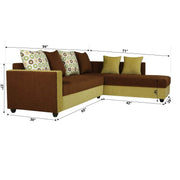 Rio 6 Seater L Shape Sofa for Living Room | Right Side Sofa (Brown-Green)