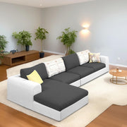 Badger LHS 6 Seater L Shape Sofa Set for Living Room (Black Fabric) Premium Fabric Sofa