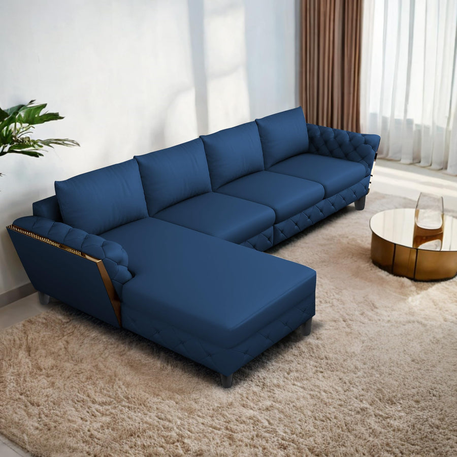 Casaliving Xavier LHS 6 Seater L Shape Sofa Set for Living Room (Blue Colour) Premium Fabric Sofa Set