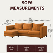 Mikasa 4 Seater LHS L Shape Sofa Set for Living Room (Orange Fabric) Premium Fabric Sofa Set for Living Room