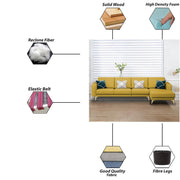 Falco RHS 6 Seater L Shape Sofa Set for Living Room (Yellow Fabric) Premium Fabric Sofa