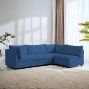 Lenser L Shaped Sofa Set for Living Room (Blue Fabric) Premium Fabric Sofa Set