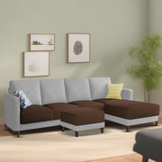 Swaloni RHS 6 Seater L Shape Sofa Set with Center Table for Living Room (Brown Grey) Premium Fabric Sofa