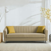 Casaliving Barton 3 Seater Sofa for Living Room (Blue Black Fabric) Premium Fabric Sofa