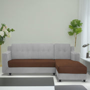 Fracher RHS 4 Seater L Shape Sofa Set for Living Room (Brown Grey Fabric) Premium Fabric Sofa