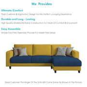 Oslo 4 Seater RHS L Shape Sofa Set for Living Room (Blue Yellow Fabric) Premium Fabric Sofa Set for Living Room