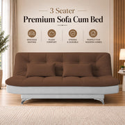 Casaliving Danny Sofa Cum Bed for Living Room Premium Fabric Sofa New 3 Seater Sofa Cum Bed Velvet Fabric with 2 Cushions and Suitable for All Indoor (Black Grey)