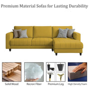Oslo 4 Seater RHS L Shape Sofa Set for Living Room (Yellow Fabric) Premium Fabric Sofa Set for Living Room