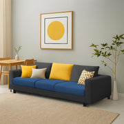 Minta 3 Seater Sofa Set for Living Room (Blue Black Colour Fabric) Premium Fabric Sofa