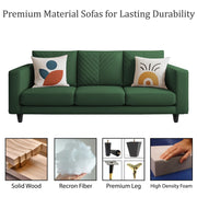 Casaliving Mikasa 3 Seater Sofa Set for Living Room (Black Colour Fabric) Premium Fabric Sofa