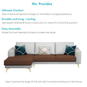 Falco LHS 4 Seater L Shape Sofa Set for Living Room (Brown Grey Fabric) Premium Fabric Sofa