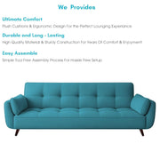 Francois 3 Seater Convertible Sofa Cum Bed for Living Room (Turquise Fabric) Premium Fabric Sofa