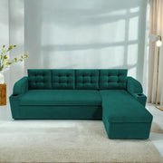 Grance LHS 4 Seater Corner Sofa Cum Bed for Living Room (Black Fabric) Premium Fabric Sofa