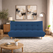 Drantly 3 Seater Sofa Cum Bed for Living Room (Blue Fabric Color) Premium Suede Velvet Fabric Sofa Cum Bed for Living Room