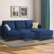 Swaloni RHS 4 Seater L Shape Sofa Set with Center Table for Living Room (Blue) Premium Fabric Sofa