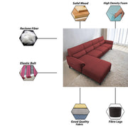 Janifer LHS 6 Seater L Shape Sofa Set for Living Room (Maroon Colour) Premium Fabric Sofa Set