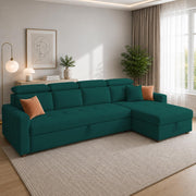 Casaliving Gagnon LHS 4 Seater L Shape Corner Sofa Cum Bed for Living Room with Storage (Black Fabric) Premium Fabric Sofa Cum Bed