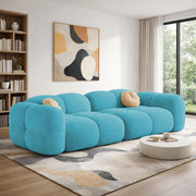 Casaliving Vetras Modern Velvet Bubble Cloud Sofa, Tufted Design Upholstered 3 Seater Sofa Set for Living Room,(Blue Colour) Premium Velvet Fabric Sofa