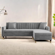 Grayon 3 Seater Convertible Sofa Set for Living Room, 3 Seater & Ottoman Modular Sectional Couch for Small Space (Black Colour) Fabric Sofa Set