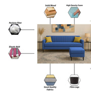 Casaliving Premium Conva Fabric 4 Seater L Shape Sofa Set 4 Seater Modern Sofa Set & Interchangeable Ottoman for Living Room (Blue Color Fabric)