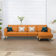Falco RHS 6 Seater L Shape Sofa Set for Living Room (Orange Fabric) Premium Fabric Sofa