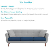 Letty 3 Seater Sofa Set for Living Room (Blue Grey Colour) Premium Fabric Sofa