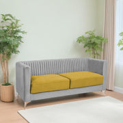 Ember 3 Seater Sofa Set for Living Room (Yellow Grey Colour) Premium Fabric Sofa