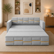 Casaliving Mordo 3 Seater Sofa Cum Bed for Living Room (Black Fabric) Premium Fabric Sofa Set