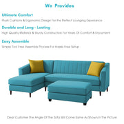 Neyami LHS 4 Seater with Ottoman L Shape Sofa Set for Living Room (Turquise) Premium Fabric Sofa Set