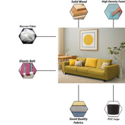 Minta 3 Seater Sofa Set for Living Room (Yellow Colour Fabric) Premium Fabric Sofa