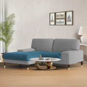 Latieo LHS 2 Seater Lounger L Shape Sofa Set for Living Room (Turquise Grey) Premium Fabric Sofa
