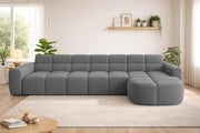 Rudo Modern Sofa, Tufted Design Upholstered 6 Seater LHS L - Shape Sofa Set for Living Room, (Black Colour) Premium Velvet Fabric Sofa