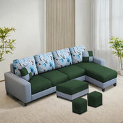 Casaliving Rolando RHS 6 Seater L Shape Sofa Set with Center Table for Living Room | Colour - Black Grey | Premium Fabric Sofa