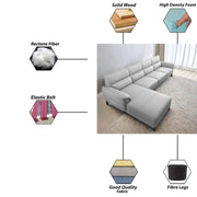 Janifer LHS 6 Seater L Shape Sofa Set for Living Room (Grey Colour) Premium Fabric Sofa Set