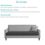 Premium Valkyrie 3 Seater Sofa Set 3 Seater Modern Sofa Set for Living Room (Black Grey Color Fabric)