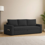 Karter 3 Seater Sofa Cum Bed for Living Room (Black Fabric) Premium Fabric Sofa