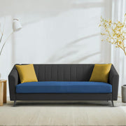 Casaliving Barton 3 Seater Sofa for Living Room (Blue Black Fabric) Premium Fabric Sofa