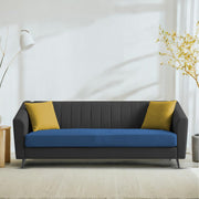 Casaliving Barton 3 Seater Sofa for Living Room (Blue Black Fabric) Premium Fabric Sofa