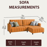 Netlie 4 Seater RHS L Shape Sofa Set for Living Room (Orange Fabric) Premium Fabric Sofa Set for Living Room