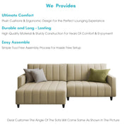 Netlie 4 Seater LHS L Shape Sofa Set for Living Room (Cream Fabric) Premium Fabric Sofa Set for Living Room