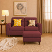 Casaliving Nancy 2 Seater with Ottoman Sofa Set for Living Room (Black Colour) Premium Fabric Sofa Set