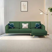 Falco RHS 4 Seater L Shape Sofa Set for Living Room (Green Fabric) Premium Fabric Sofa
