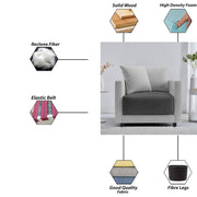 Dominic 1 Seater Sofa Set for Living Room (Black Grey Fabric) Premium Fabric Sofa