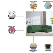 Lenser L Shaped Sofa Set for Living Room (Green Fabric) Premium Fabric Sofa Set