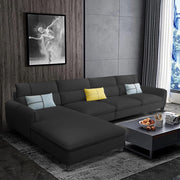 Francis 6 Seater Sofa Set for Living Room (Black Fabric) Left Side Sofa