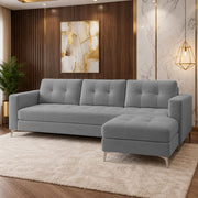 Casaliving Flexora Modern Velvet Fabric Upholstered 3 Seater Sofa Set with Ottoman for Living Room, Premium Velvet Fabric Sofa (Black Colour)