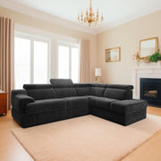 Elldona RHS 6 Seater Corner L Shape Sofa Set for Living Room (Black) Premium Fabric Sofa